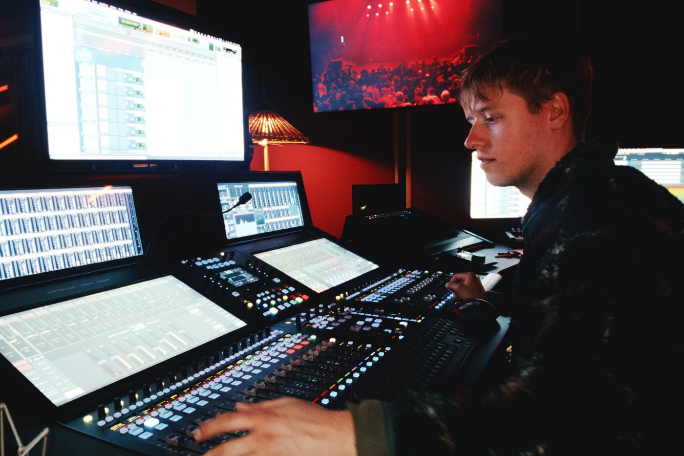 Finn Clarkson mixing on an SSL console